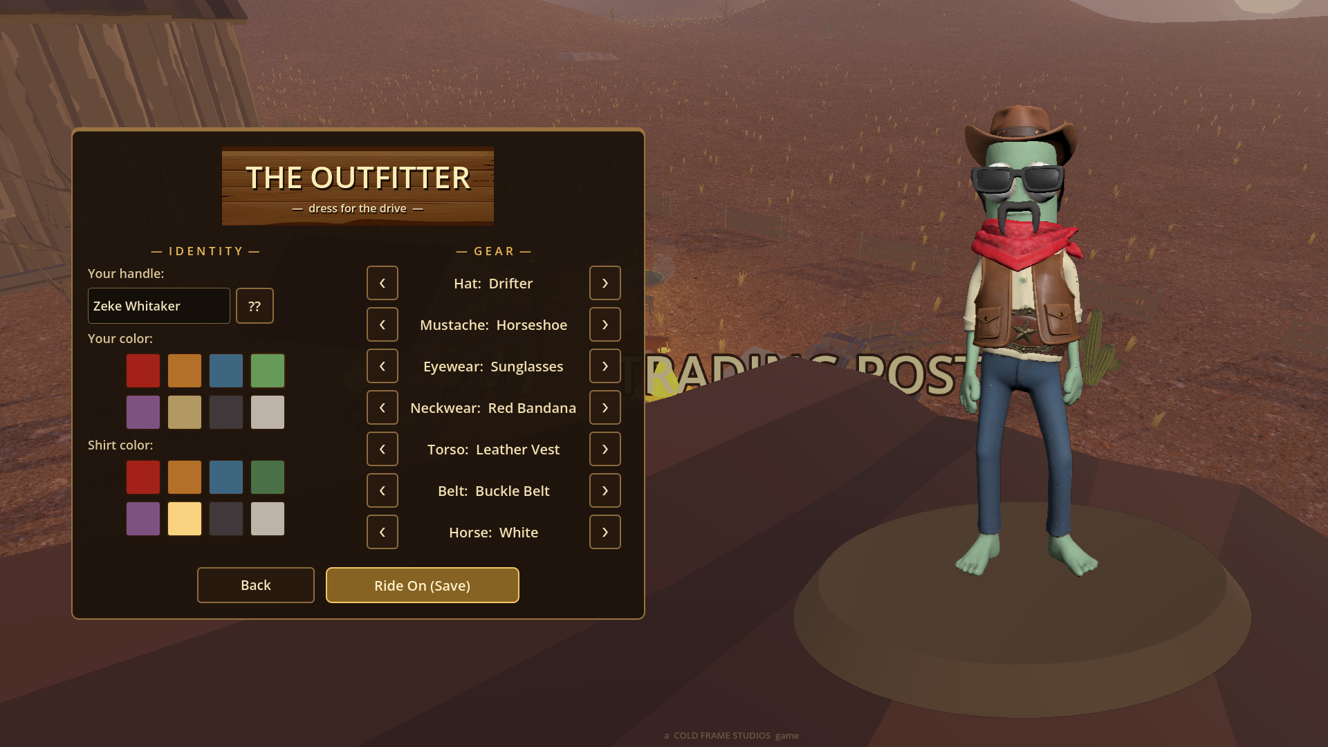 Choosing gear in the outfitter